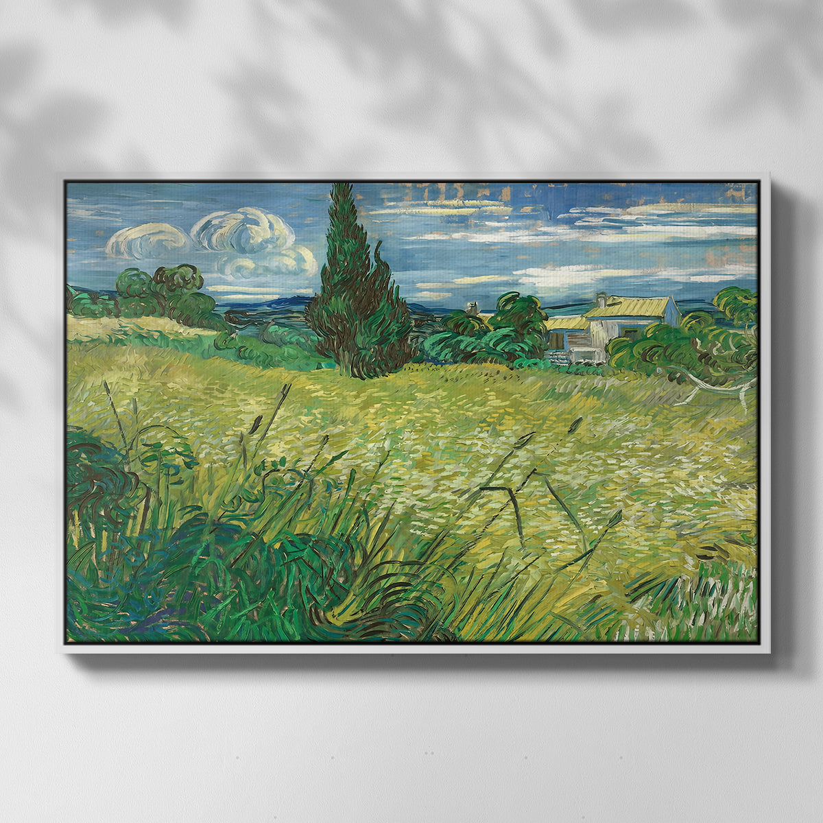 Green Wheat Field with Cypress, 1889 - Floater Framed Canvas Print