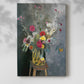 Canvas art print of a floral composition with bold tones and expressive texture with a soft shadow on a white background.