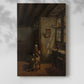 Canvas art print of a domestic moment with a figure at work in a quiet room with a soft shadow on a white background.