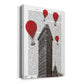 Flat Iron Building and Red Hot Air Balloons Premium Gallery Wrapped Canvas - Ready to Hang