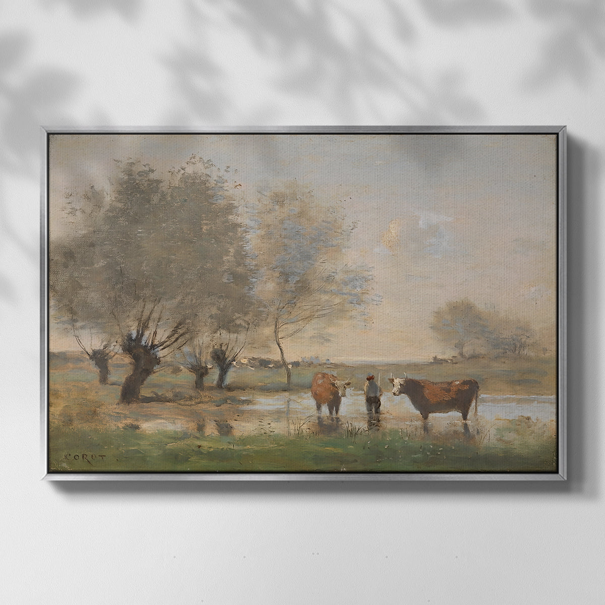 Cows in a Marshy Landscape, c. 1873-1874 - Floater Framed Canvas Print