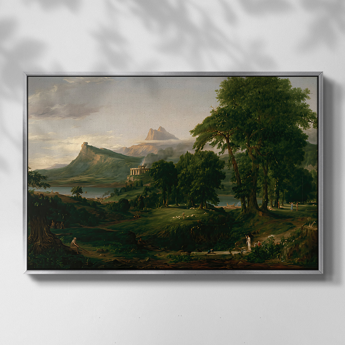 The Course of Empire: The Arcadian or Pastoral State, 1834 - Floater Framed Canvas Print
