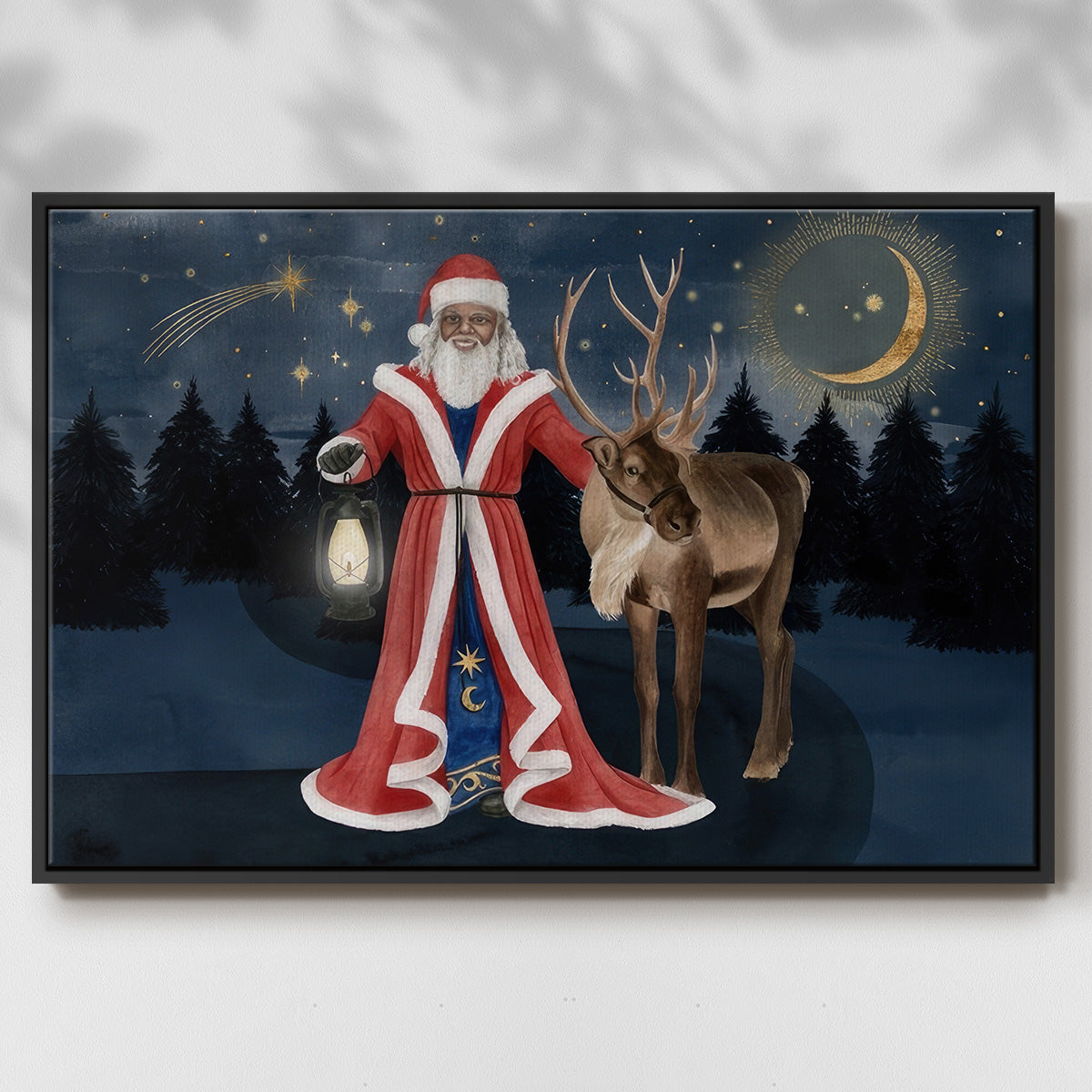 Celestial Christmas Collection A - Framed Gallery Wrapped Canvas in Floating Frame