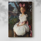 Canvas art print of a graceful figure with flowing fabric and gentle tones with a soft shadow on a white background.