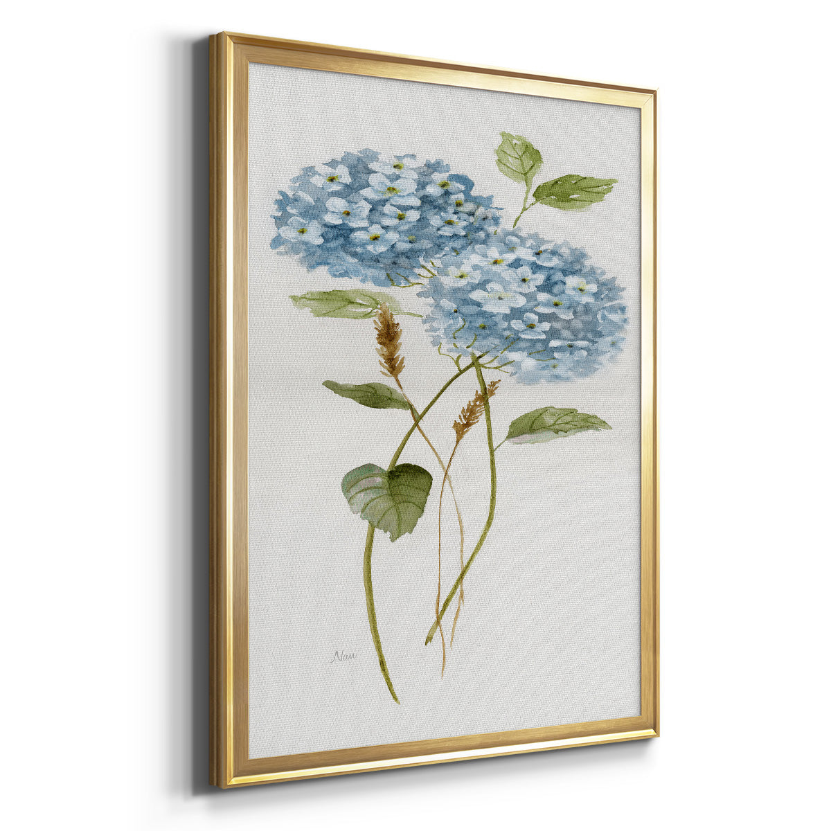 Petite Blue Hydrangea II - Modern Framed Canvas Print