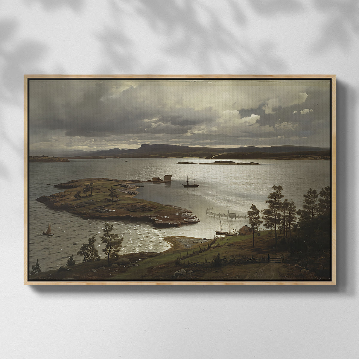 The Fjord at Sandviken (Sandviksfjorden), 1879 - Floater Framed Canvas Print