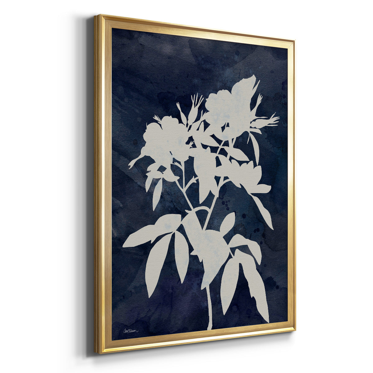 Indigo Botanical I Revisited - Modern Framed Canvas Print