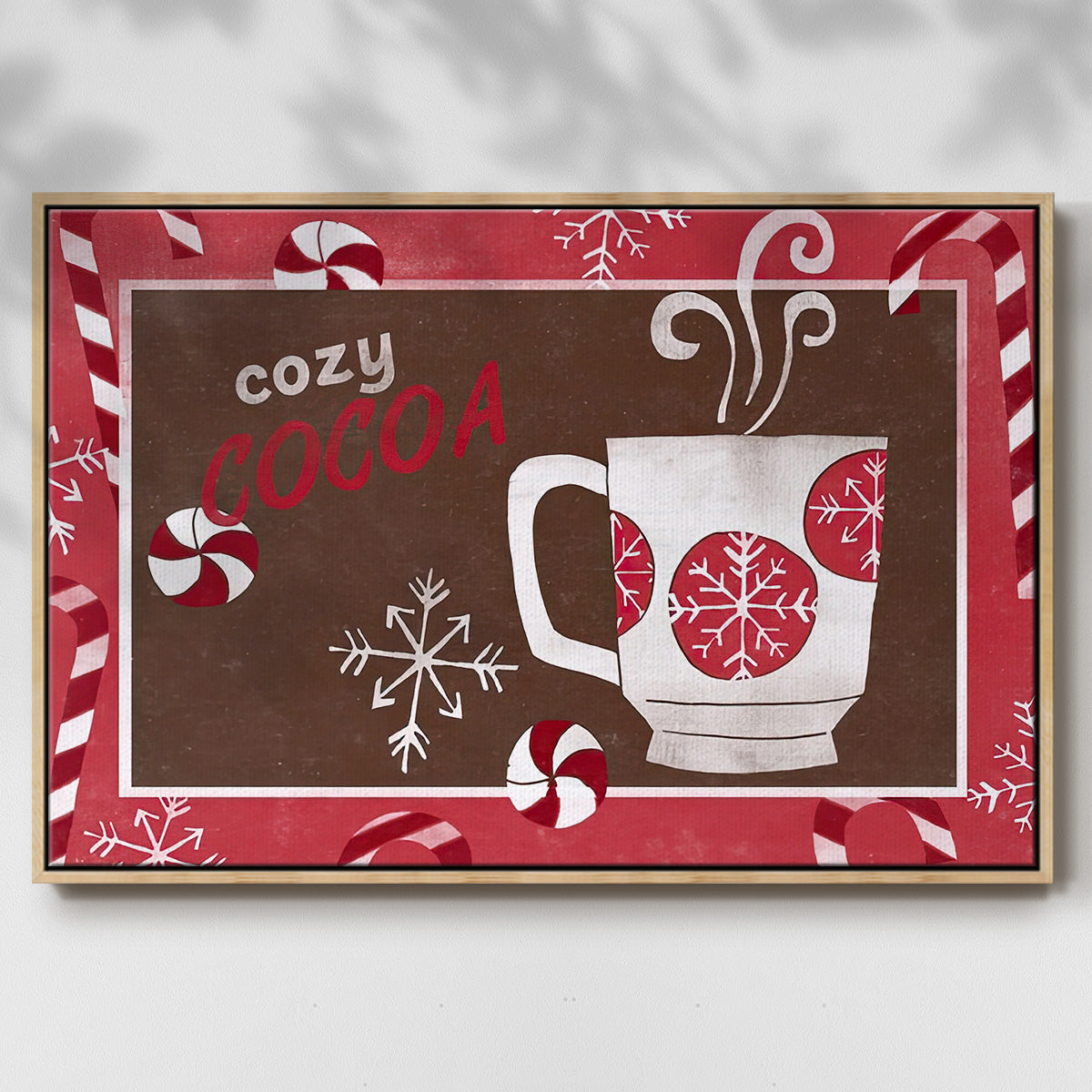 Cozy Cocoa Christmas Collection A - Framed Gallery Wrapped Canvas in Floating Frame