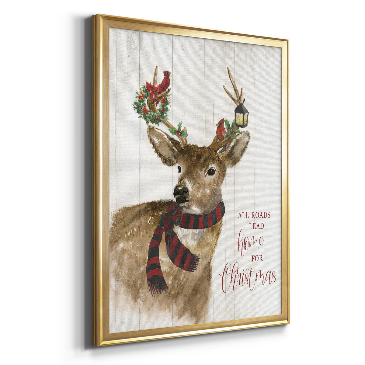 All Roads Lead Home Deer - Modern Framed Canvas Print