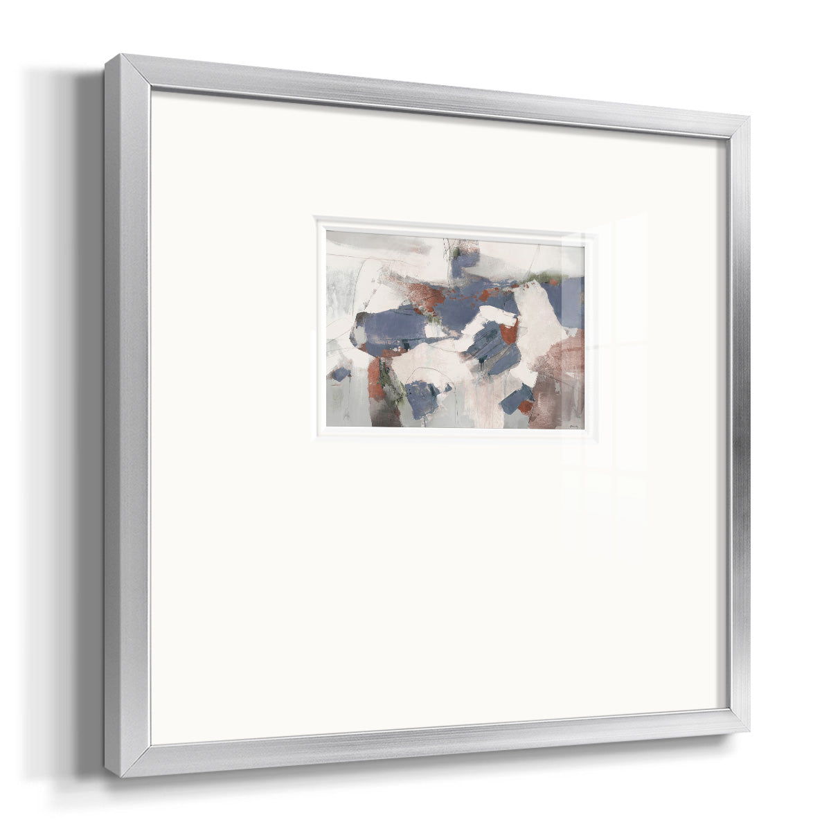 Blue Abstract Premium Framed Print Double Matboard