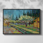 Orchard in Blossom, Bordered by Cypresses, 1888 - Floater Framed Canvas Print