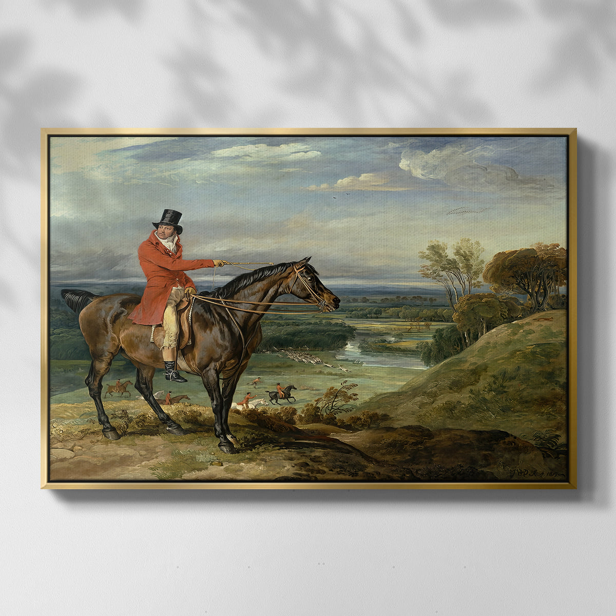 John Levett Hunting at Wychnor, Staffordshire, 1818 - Floater Framed Canvas Print