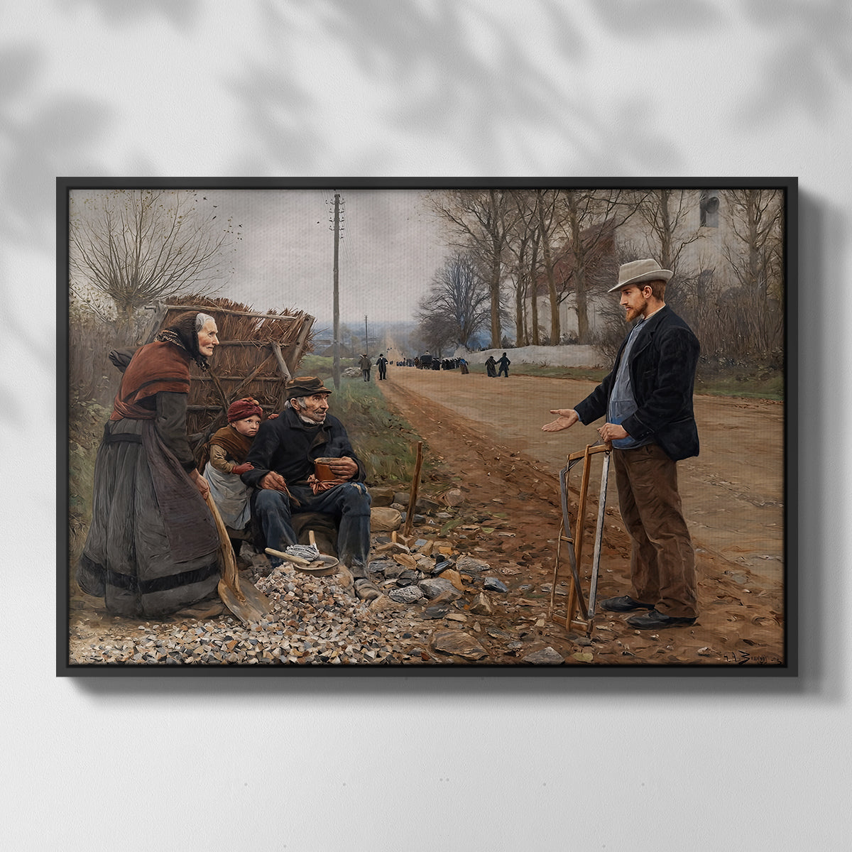 People by a Road, 1893 - Floater Framed Canvas Print