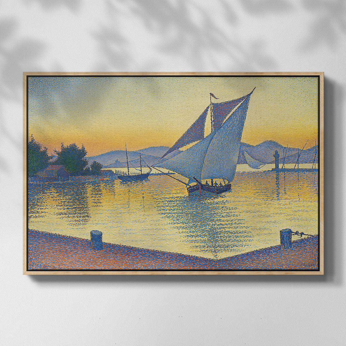 The Port at Sunset, Opus 236, Saint Tropez, 1892 - Floater Framed Canvas Print