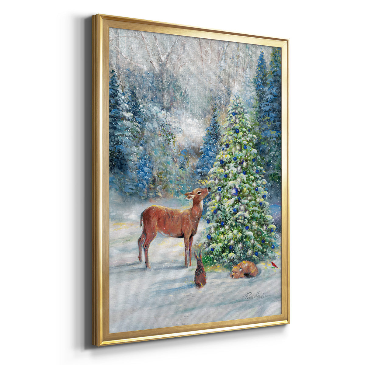 Winter Gathering - Modern Framed Canvas Print