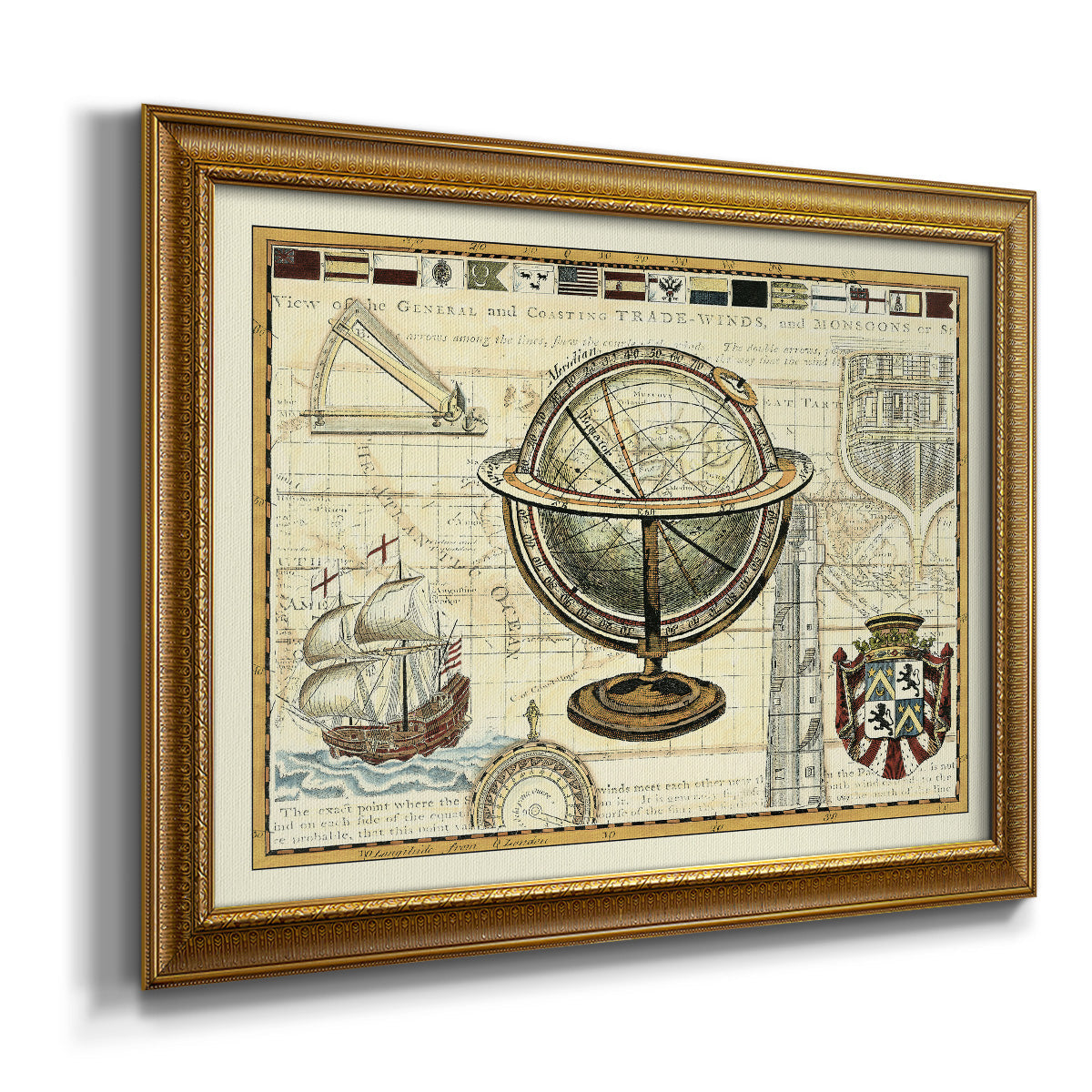 Nautical Map II Premium Framed Canvas- Ready to Hang