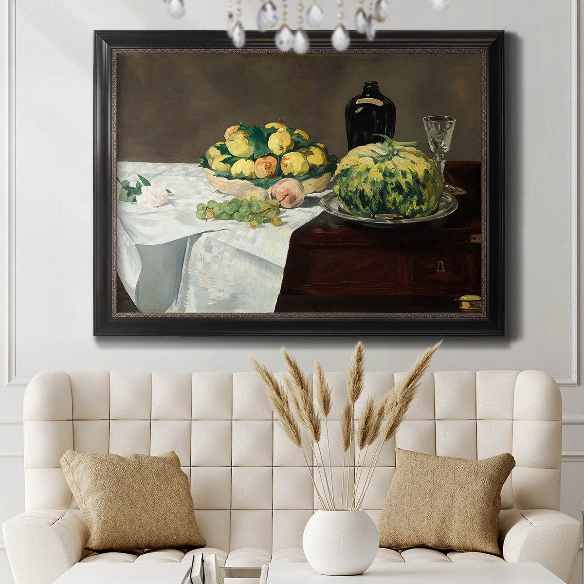 Still Life with Melon and Peaches - Ornate Framed Canvas Print