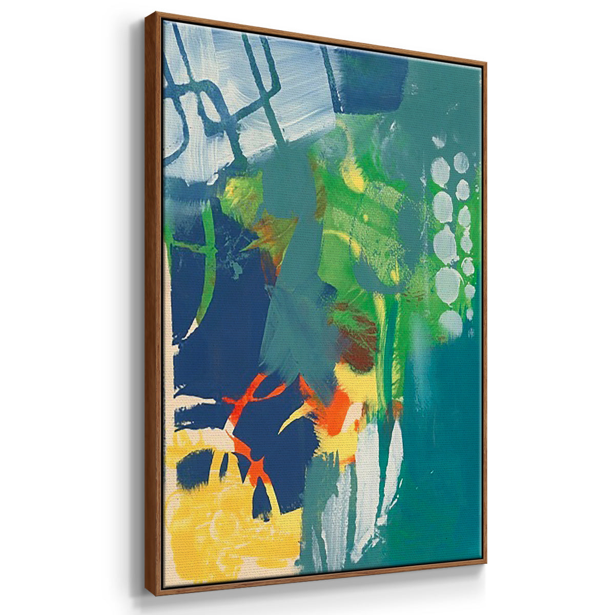 Tropical Graphics I - Framed Premium Gallery Wrapped Canvas L Frame 3 Piece Set - Ready to Hang