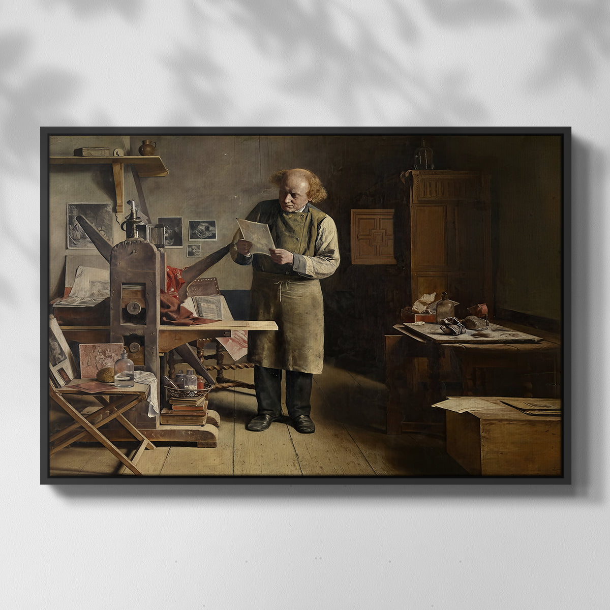 The Plate Printer, 1875 - Floater Framed Canvas Print