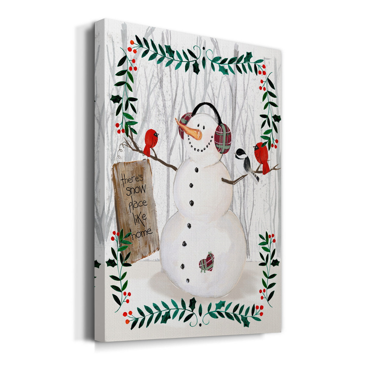 Folk Snowman Forest II Premium Gallery Wrapped Canvas - Ready to Hang