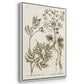 Sepia Botanical Journal I - Framed Premium Gallery Wrapped Canvas L Frame 3 Piece Set - Ready to Hang