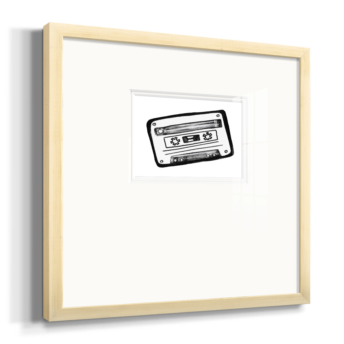 Cassette Sketch Premium Framed Print Double Matboard