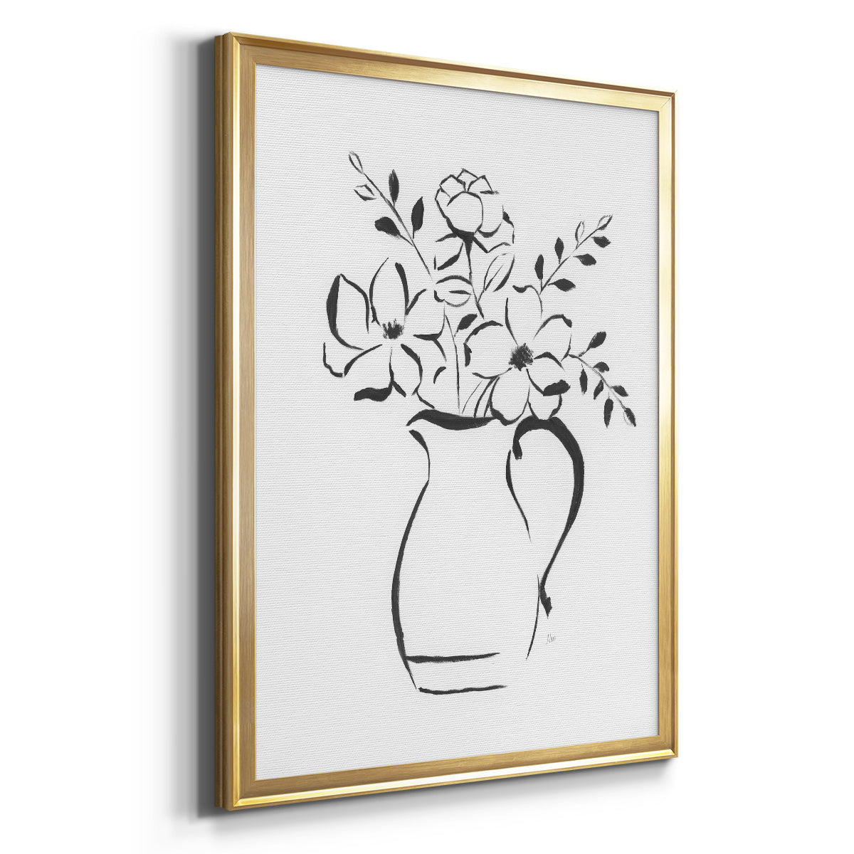 Sketchy Bouquet II - Modern Framed Canvas Print