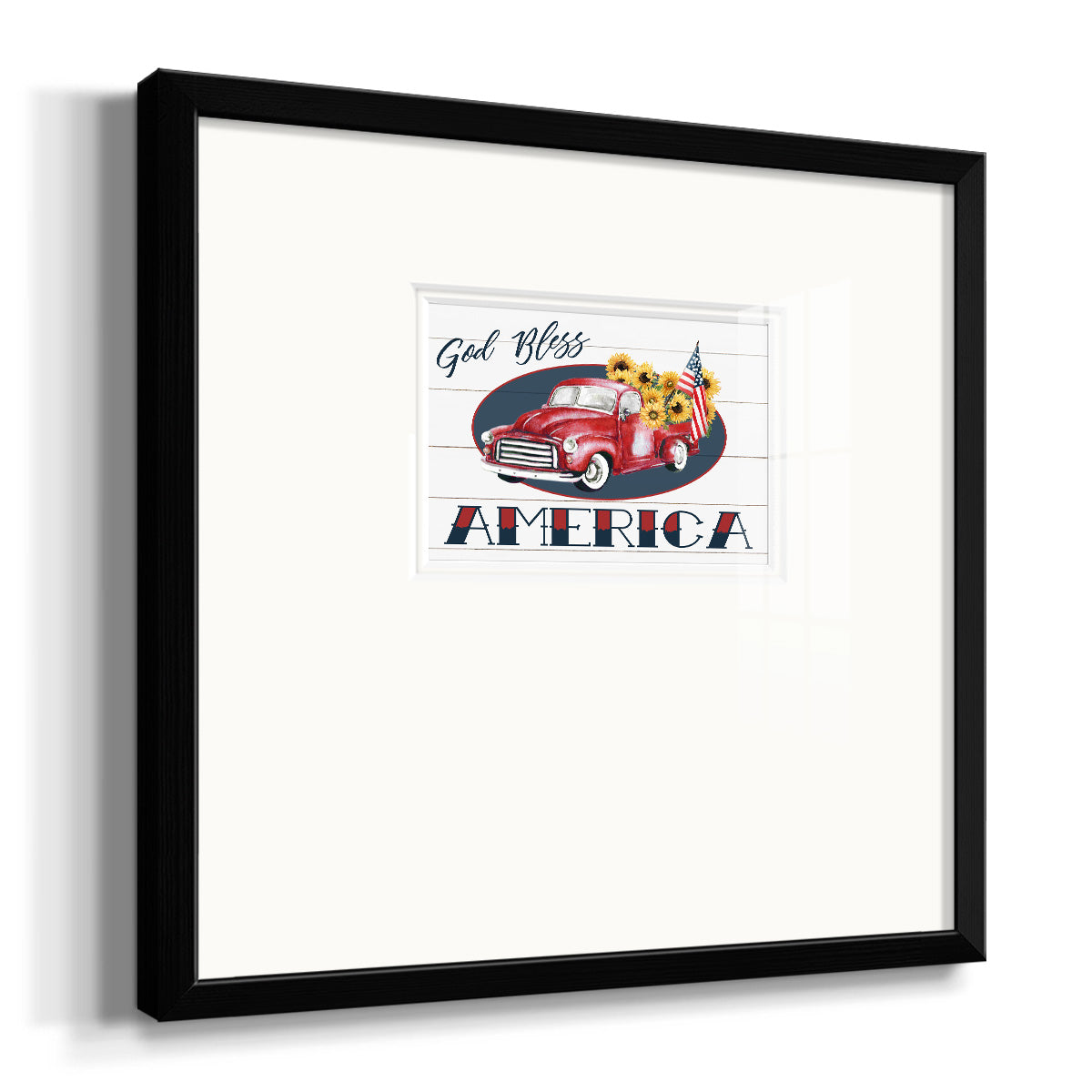 God Bless America Truck Premium Framed Print Double Matboard