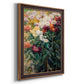 Impressionist garden floral painting by Gustave Caillebotte printed on canvas in an ornate bronzed mahogany wood frame with a vertical orientation.