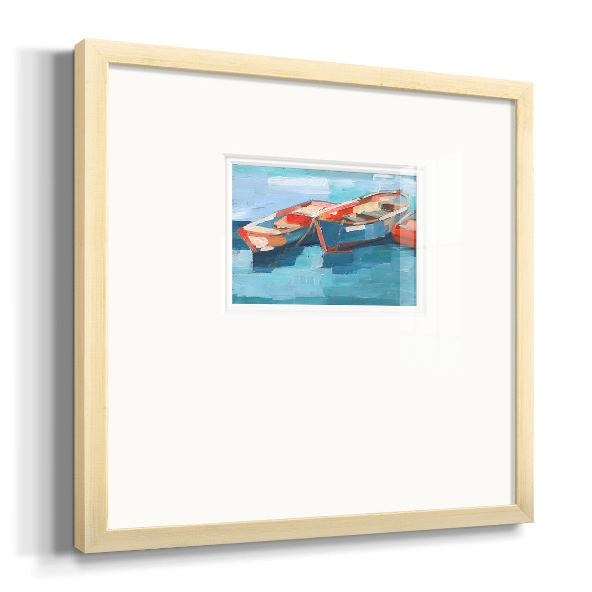 Primary Boats I Premium Framed Print Double Matboard