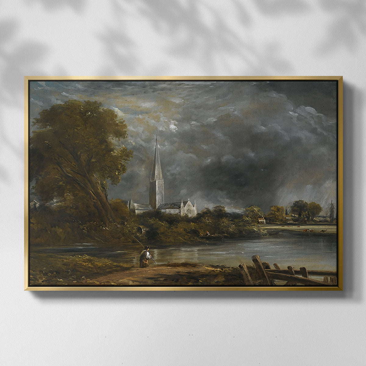Salisbury Cathedral from the Meadows, c. 1831 - Floater Framed Canvas Print