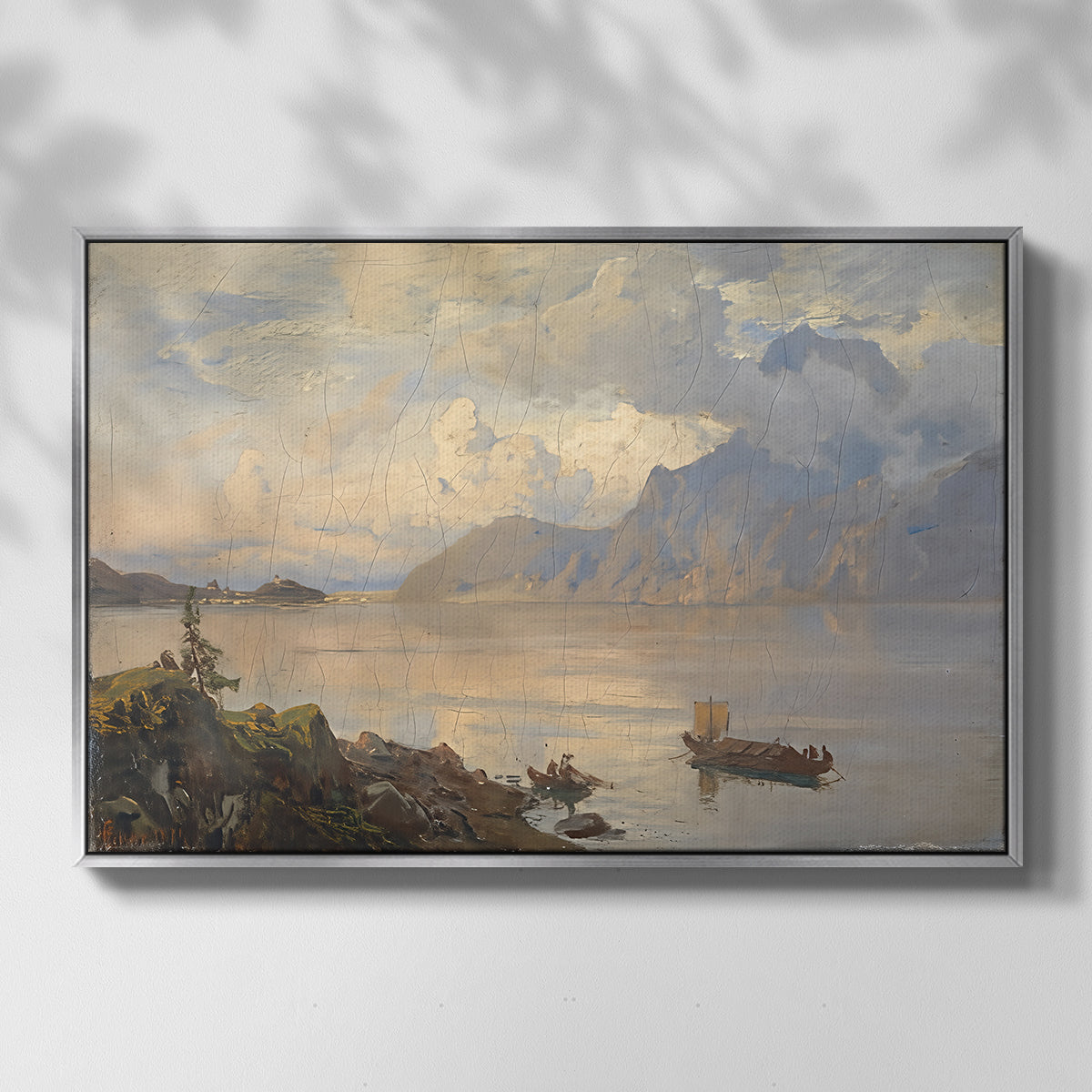 Traunsee, 1871 - Floater Framed Canvas Print