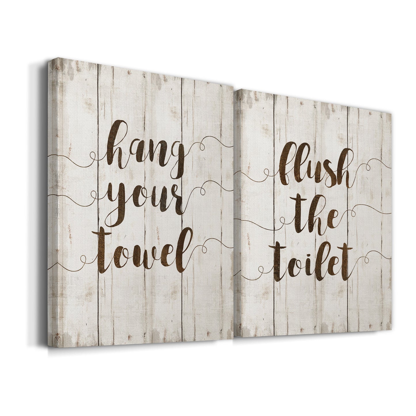 Hang Your Towel Premium Gallery Wrapped Canvas - Ready to Hang - Set of 2 - 8 x 12 Each