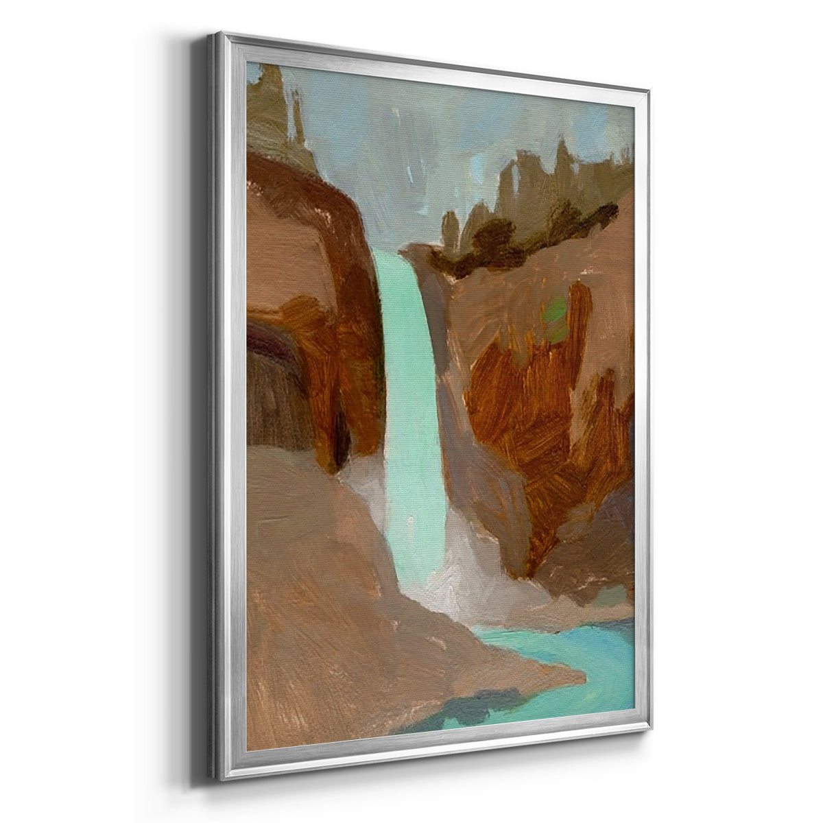 Turquoise Falls I - Modern Framed Canvas Print