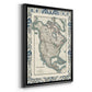 Bordered Map of North America - Modern Framed Canvas Print