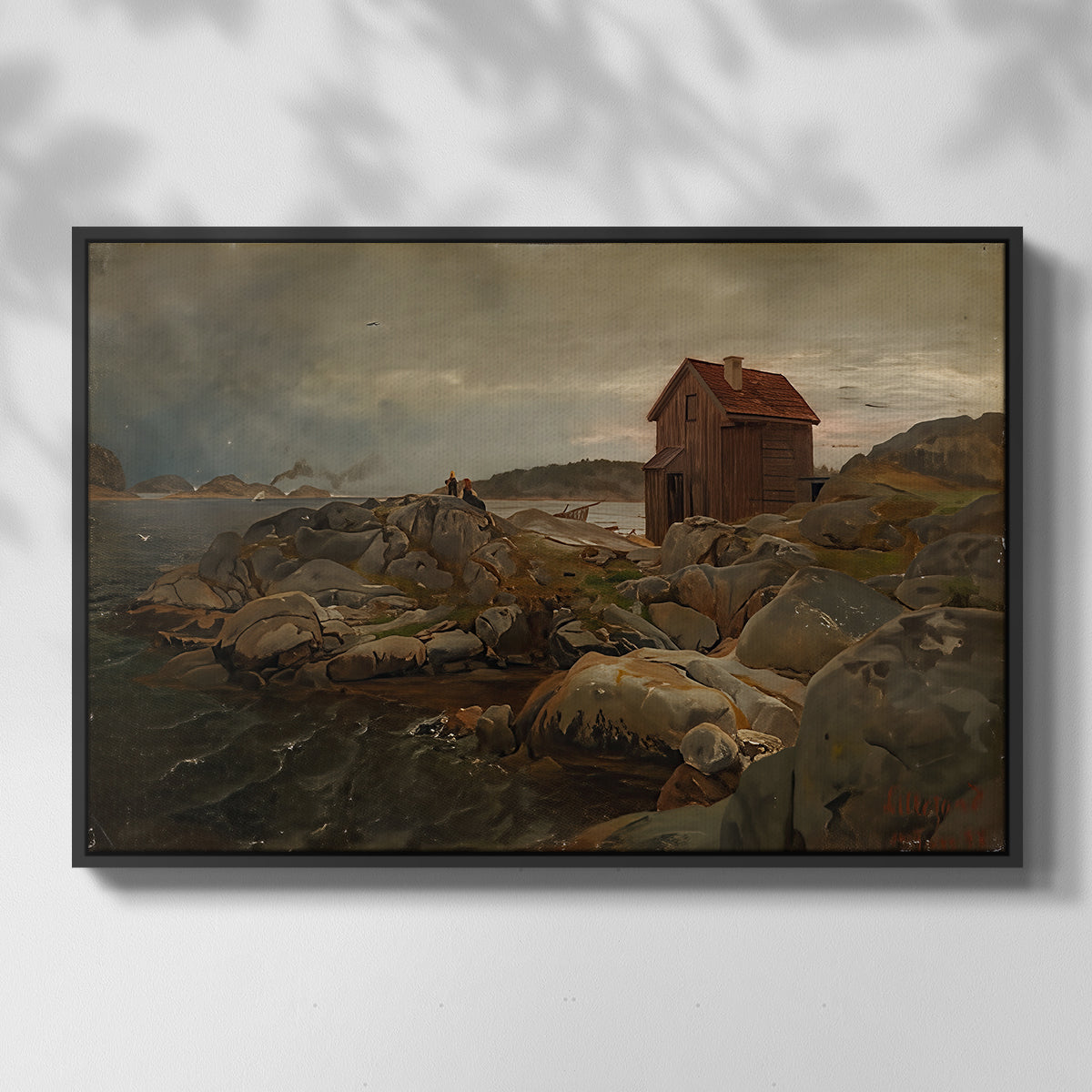 A Fisherman's Home, Lillesand, 1858 - Floater Framed Canvas Print