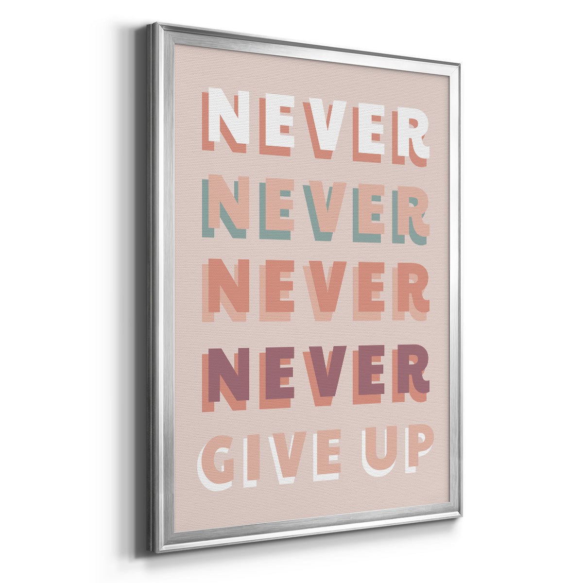 Never Give Up - Modern Framed Canvas Print