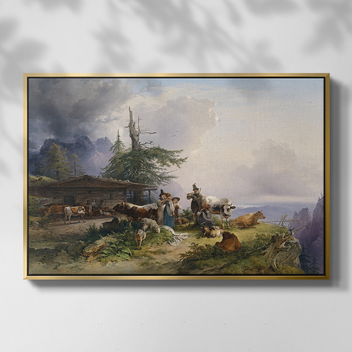 An Alpine Farm on the Untersberg, 1835 - Floater Framed Canvas Print