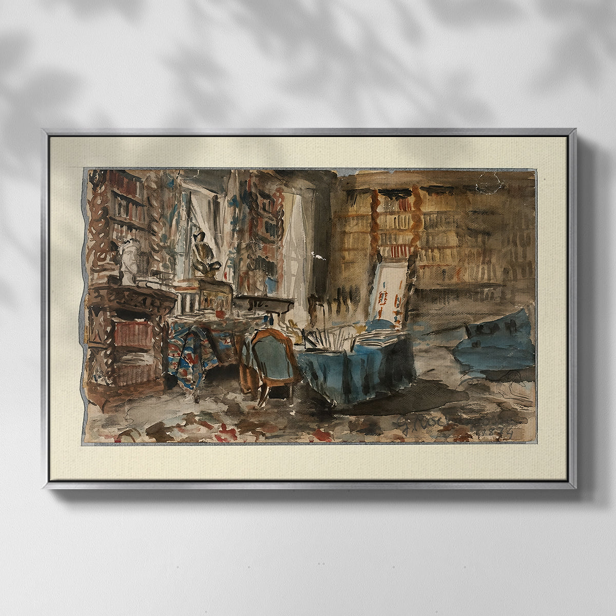 Cabinet de Flaubert à Croisset, 1874 - Floater Framed Canvas Print