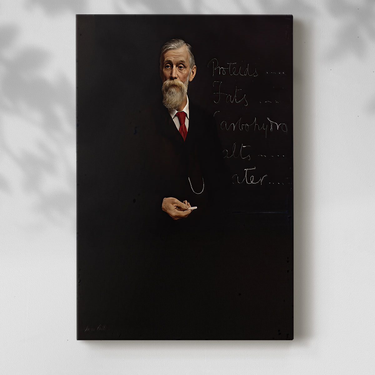 Canvas art print of a dignified figure with soft light and minimal background with a soft shadow on a white background.