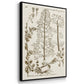 Sepia Botanical Journal IV - Framed Premium Gallery Wrapped Canvas L Frame 3 Piece Set - Ready to Hang