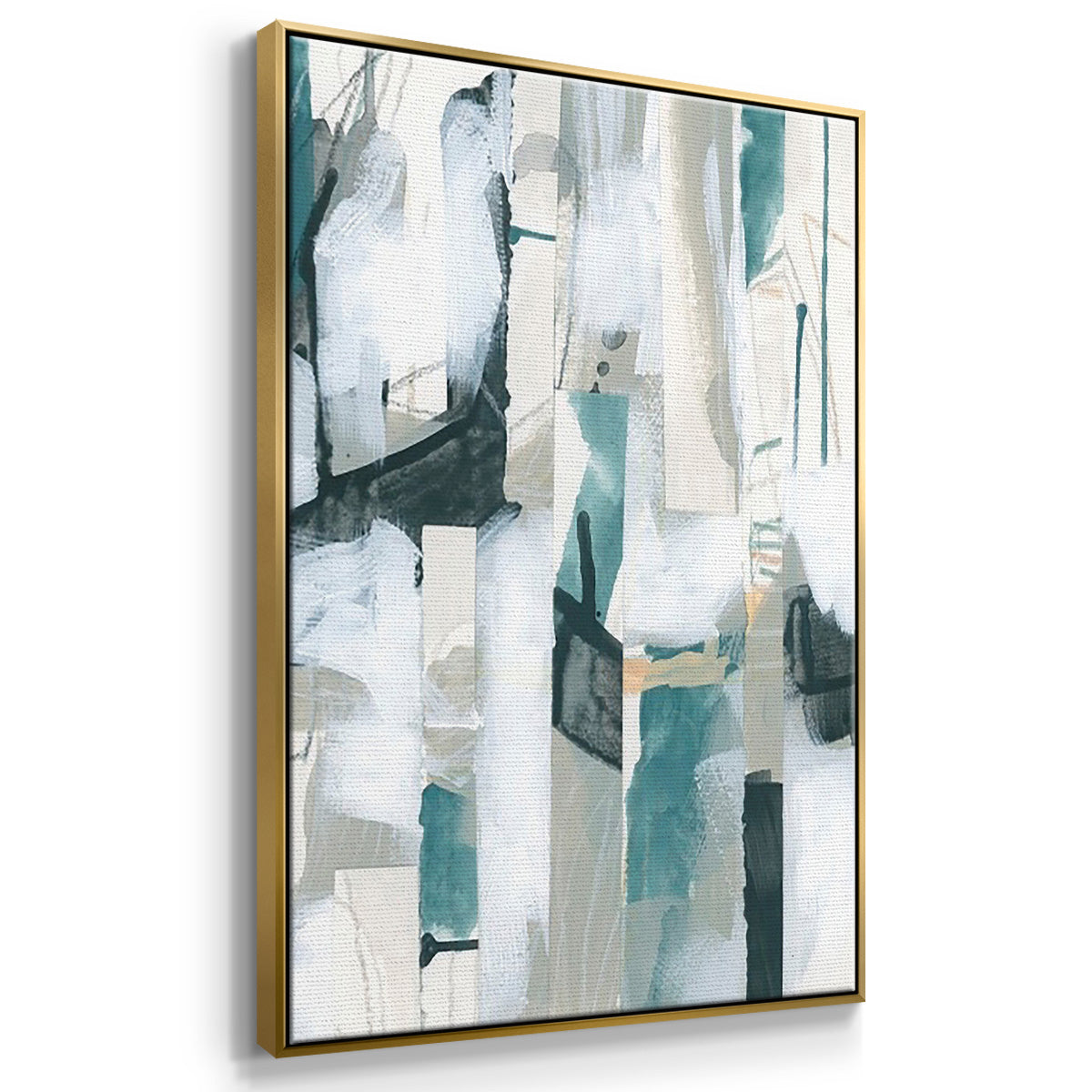 Sea Cavern Strata I - Framed Premium Gallery Wrapped Canvas L Frame 3 Piece Set - Ready to Hang