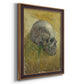 Profile skull study artwork by Vincent van Gogh printed on canvas in an ornate bronzed mahogany wood frame with a vertical orientation.