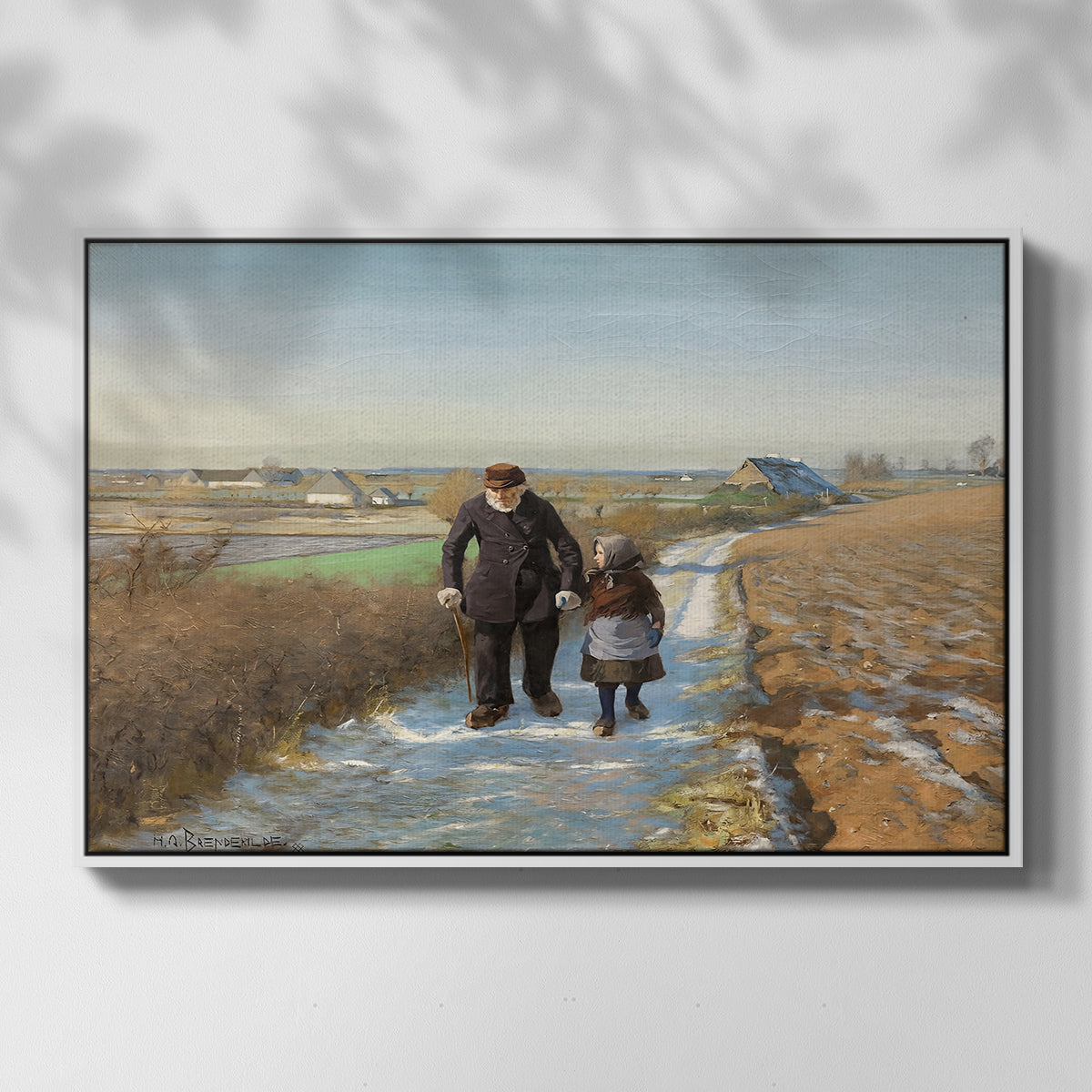 The Old Man and the Child, 1888 - Floater Framed Canvas Print