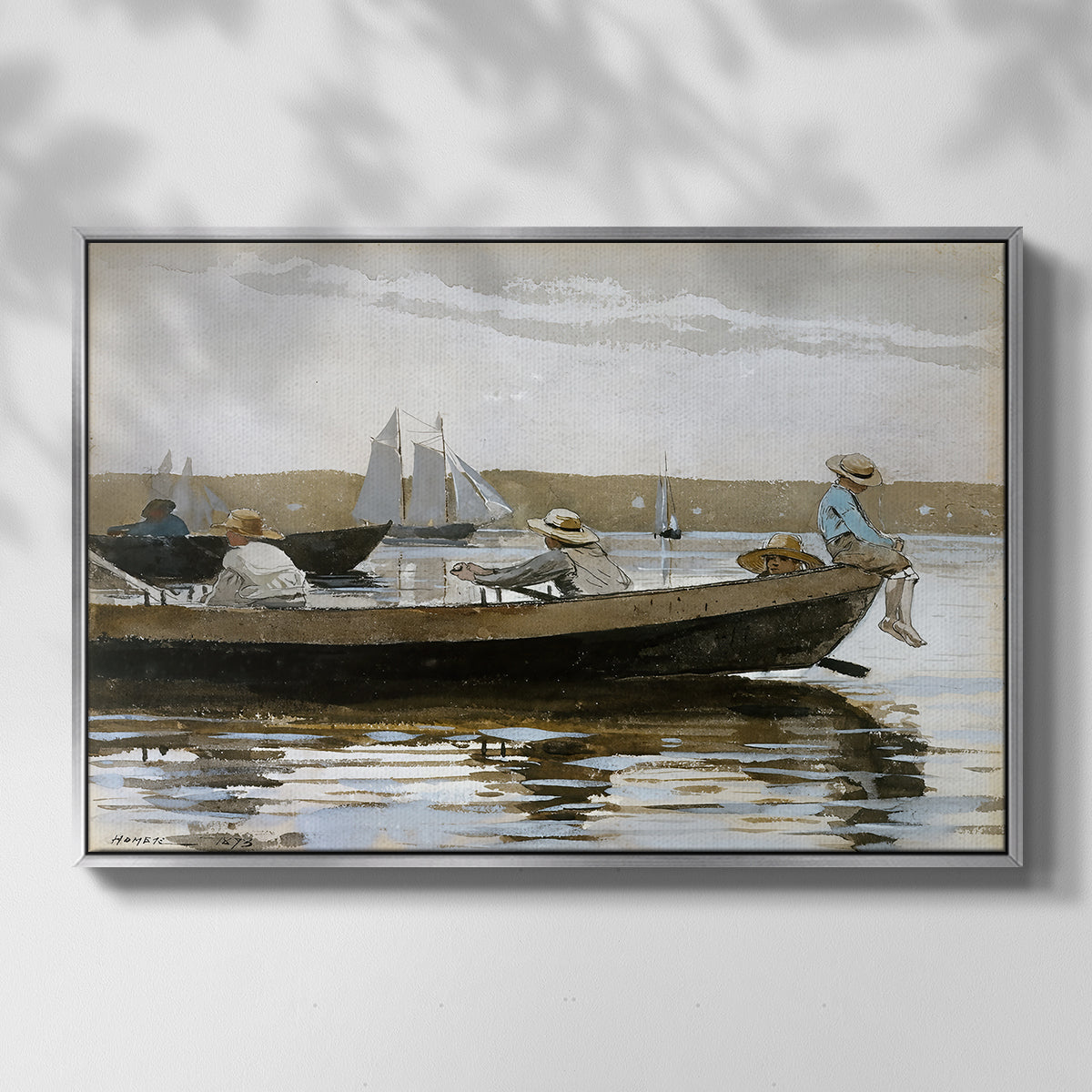 Boys in a Dory, 1873 - Floater Framed Canvas Print