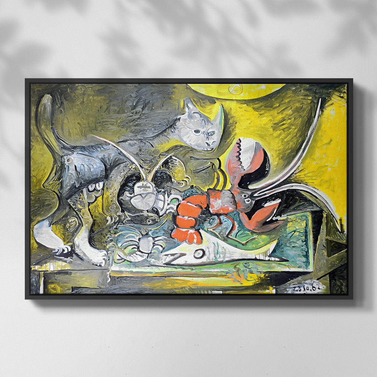 Still Life with Cat and Lobster, 1962 - Floater Framed Canvas Print