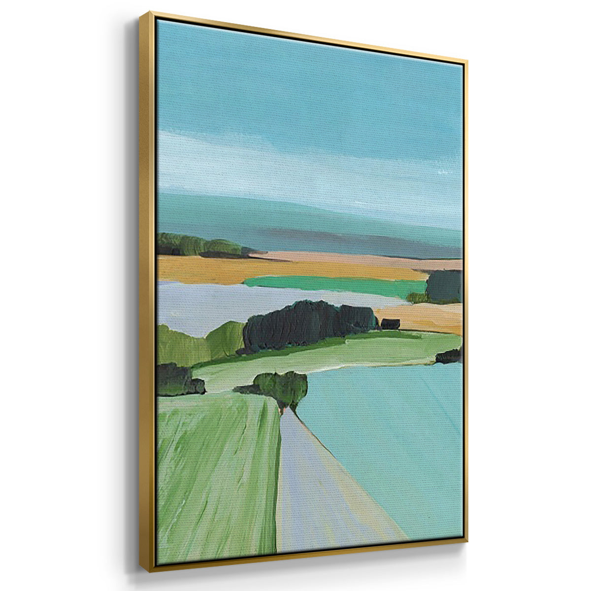 Bright Colored Countryside I - Framed Premium Gallery Wrapped Canvas L Frame 3 Piece Set - Ready to Hang