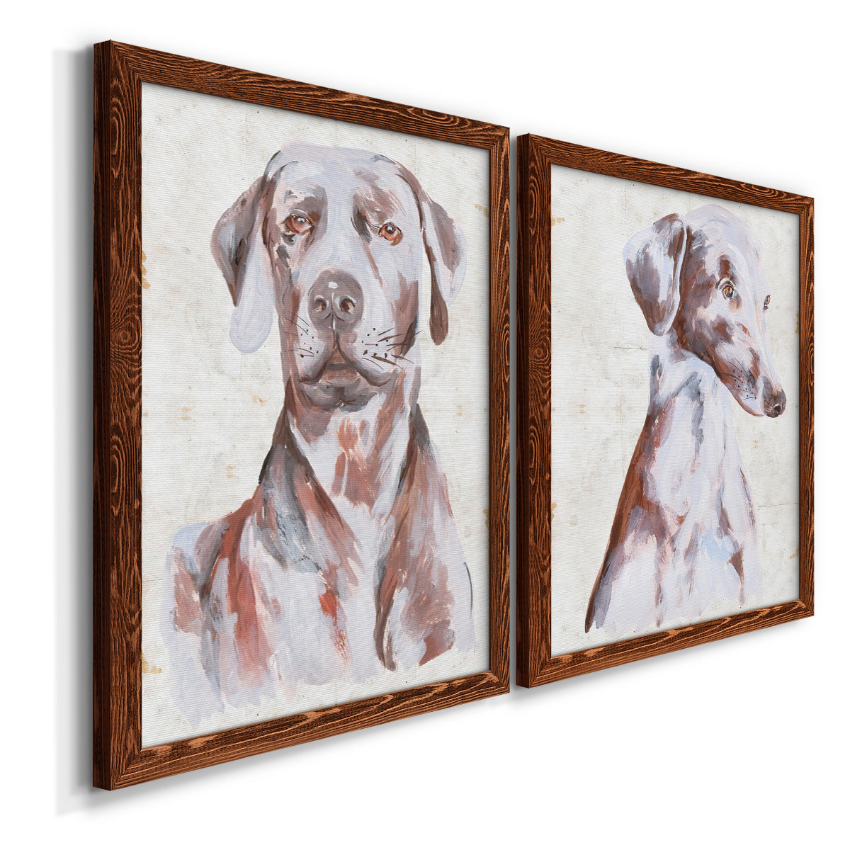 Sitting Dog I - Premium Framed Canvas 2 Piece Set - Ready to Hang