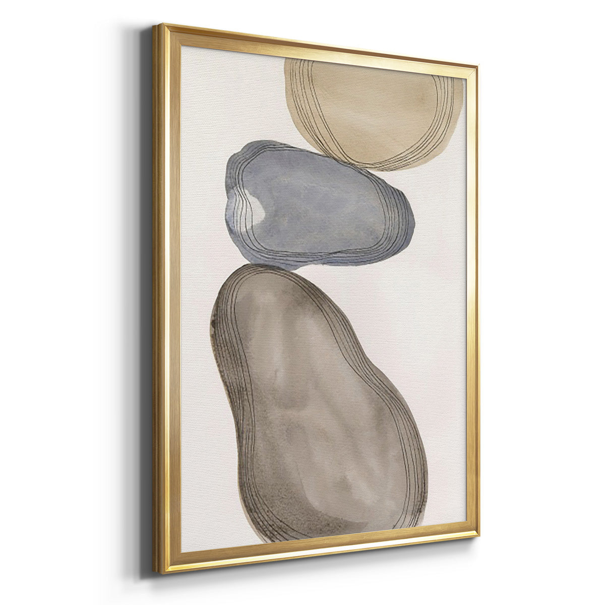 River Rocks Contour II - Modern Framed Canvas Print