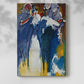 Canvas art print of a dynamic image with layered shapes and vivid tones with a soft shadow on a white background.